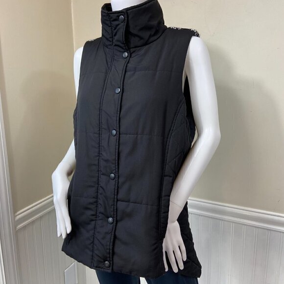 Bass Black Puffer Vest with Knit Back, M - Picture 3 of 16